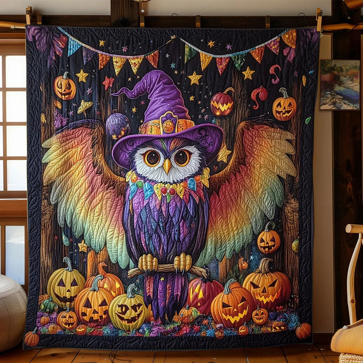 Halloween Feathers Quilt Blanket