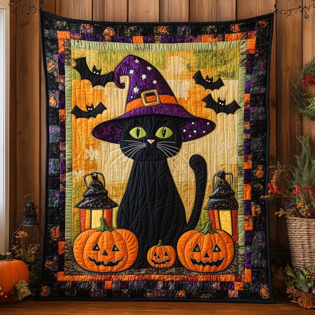 Halloween Cat Quilt Blanket