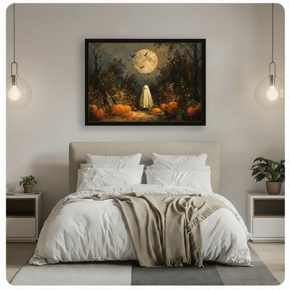 Halloween Ghost Pumpkin Patch Oil Painting Canvas
