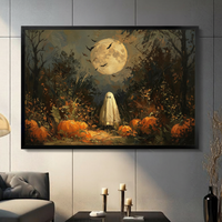 Halloween Ghost Pumpkin Patch Oil Painting Canvas