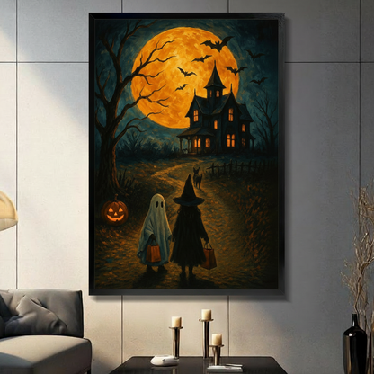 Halloween Haunted House Trick-or-Treat Canvas Art