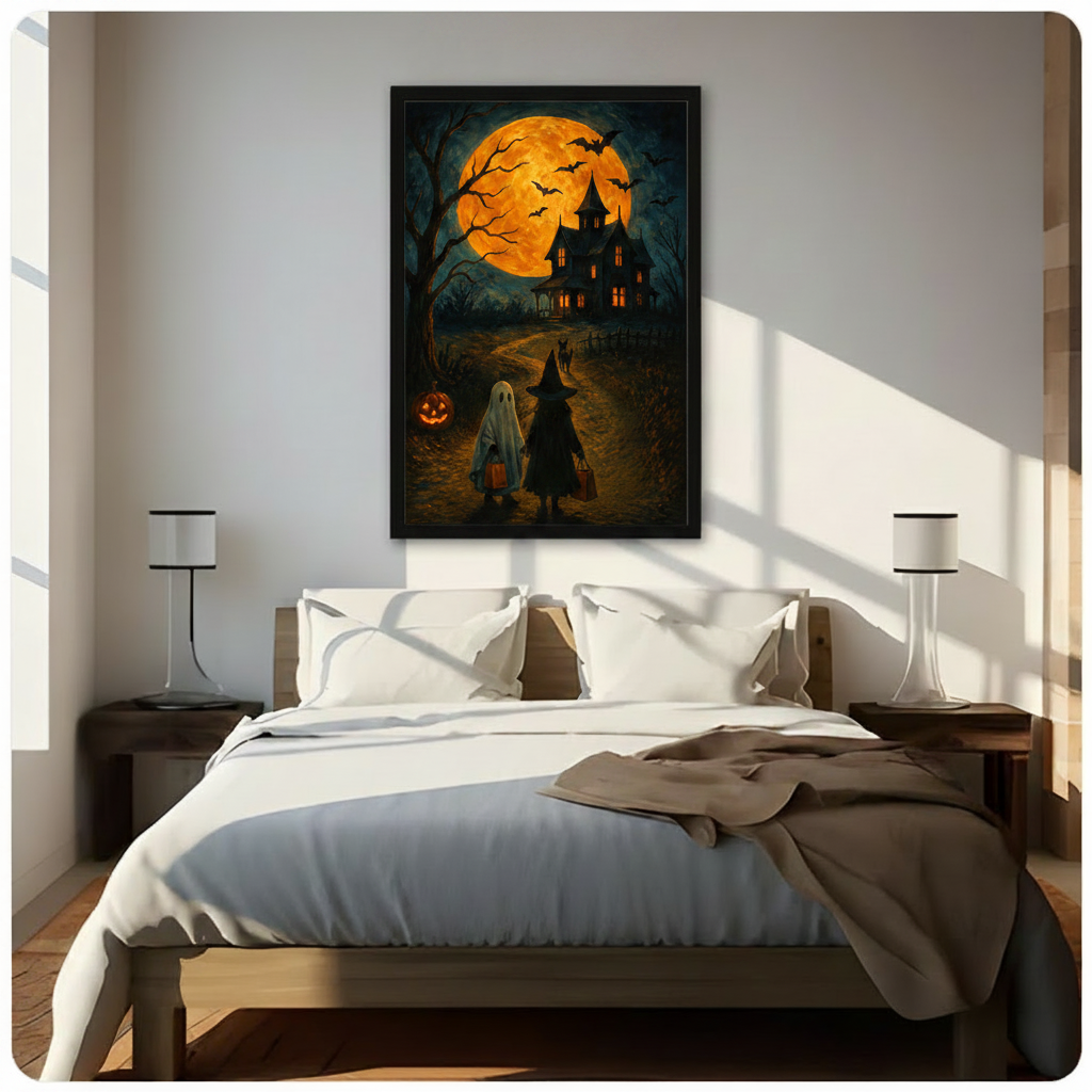 Halloween Haunted House Trick-or-Treat Canvas Art