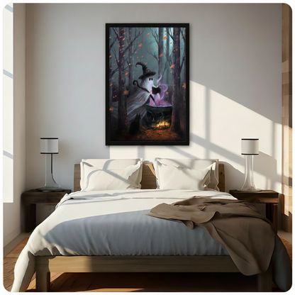 Gothic Ghost Witch Dark Forest Canvas Art Wall Art