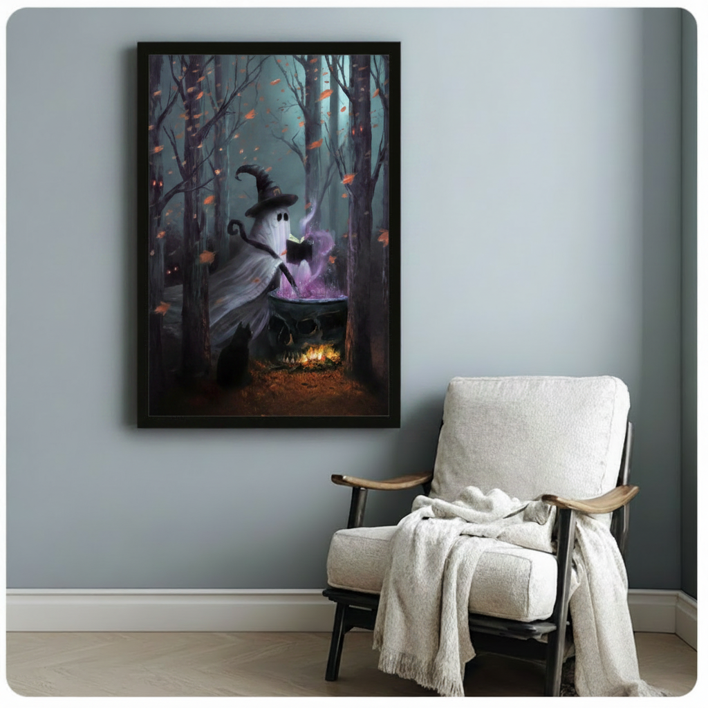 Gothic Ghost Witch Dark Forest Canvas Art Wall Art