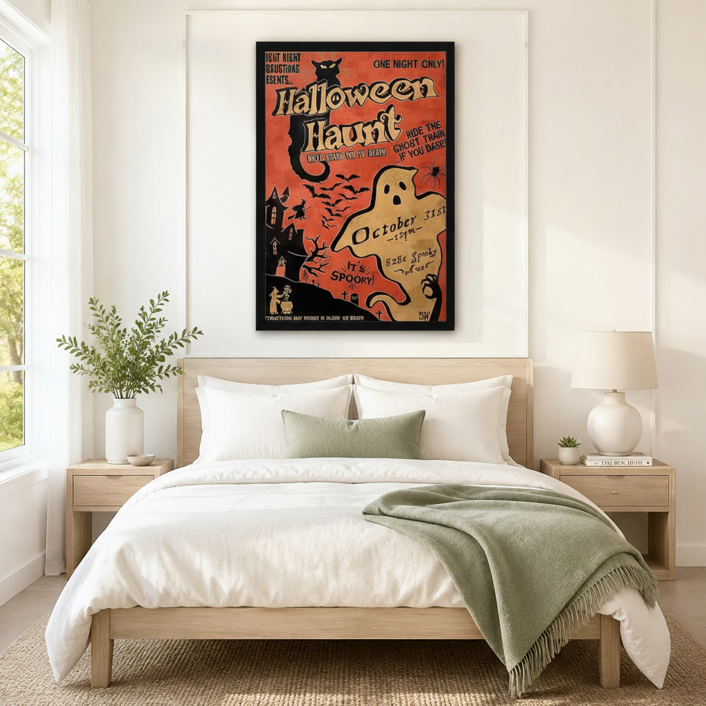 Halloween Haunt Retro Vintage Poster Canvas Art