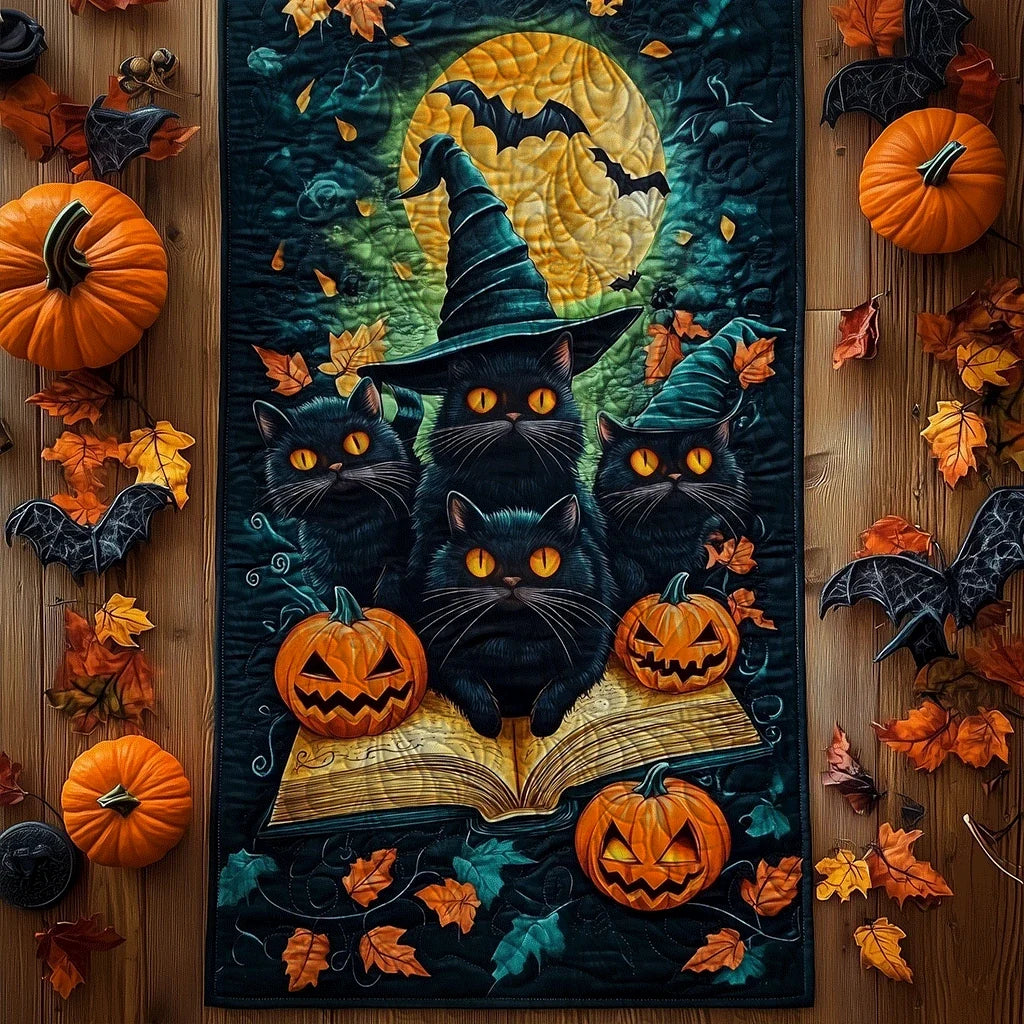 Halloween Night Whiskers Quilted Table Runner