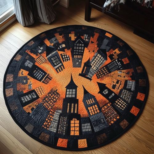 Halloween Nightscape Quilted Round Mat