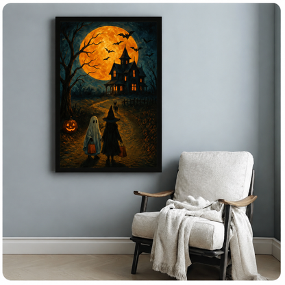 Halloween Haunted House Trick-or-Treat Canvas Art