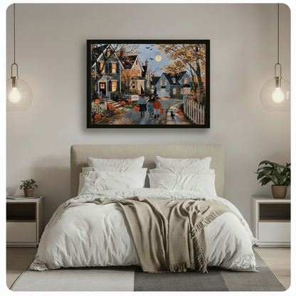 Halloween Trick or Treat Vintage Oil Painting Canvas