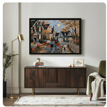 Halloween Trick or Treat Vintage Oil Painting Canvas