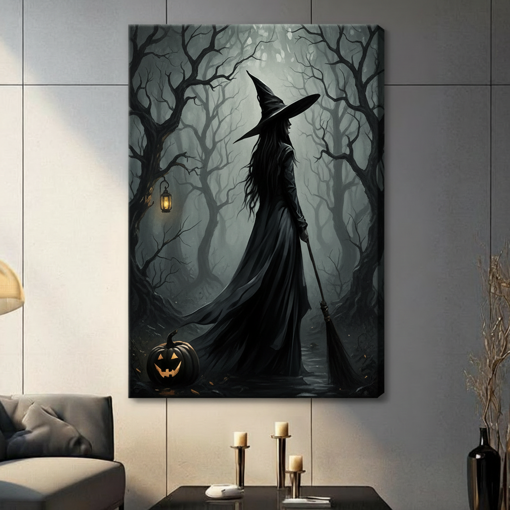 Gothic Witch Dark Forest Canvas Art Wall Art