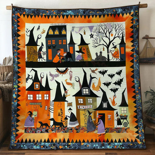 Halloween Witches' Secret Meeting Quilt Blanket