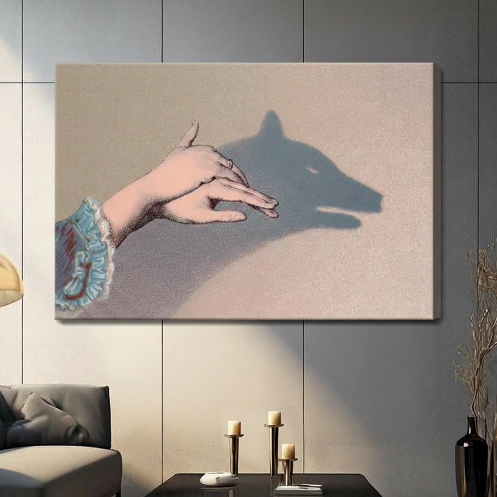 Shadow Wolf Hand Art Canvas Wall Art