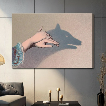 Shadow Wolf Hand Art Canvas Wall Art
