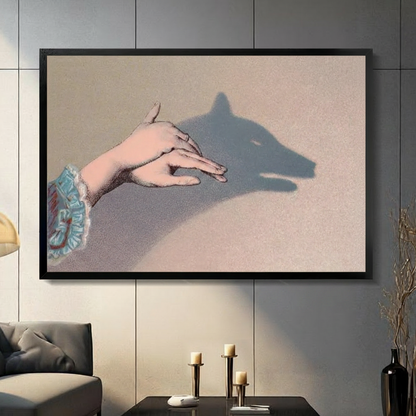Shadow Wolf Hand Art Canvas Wall Art