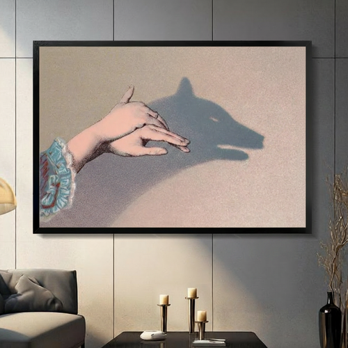 Shadow Wolf Hand Art Canvas Wall Art