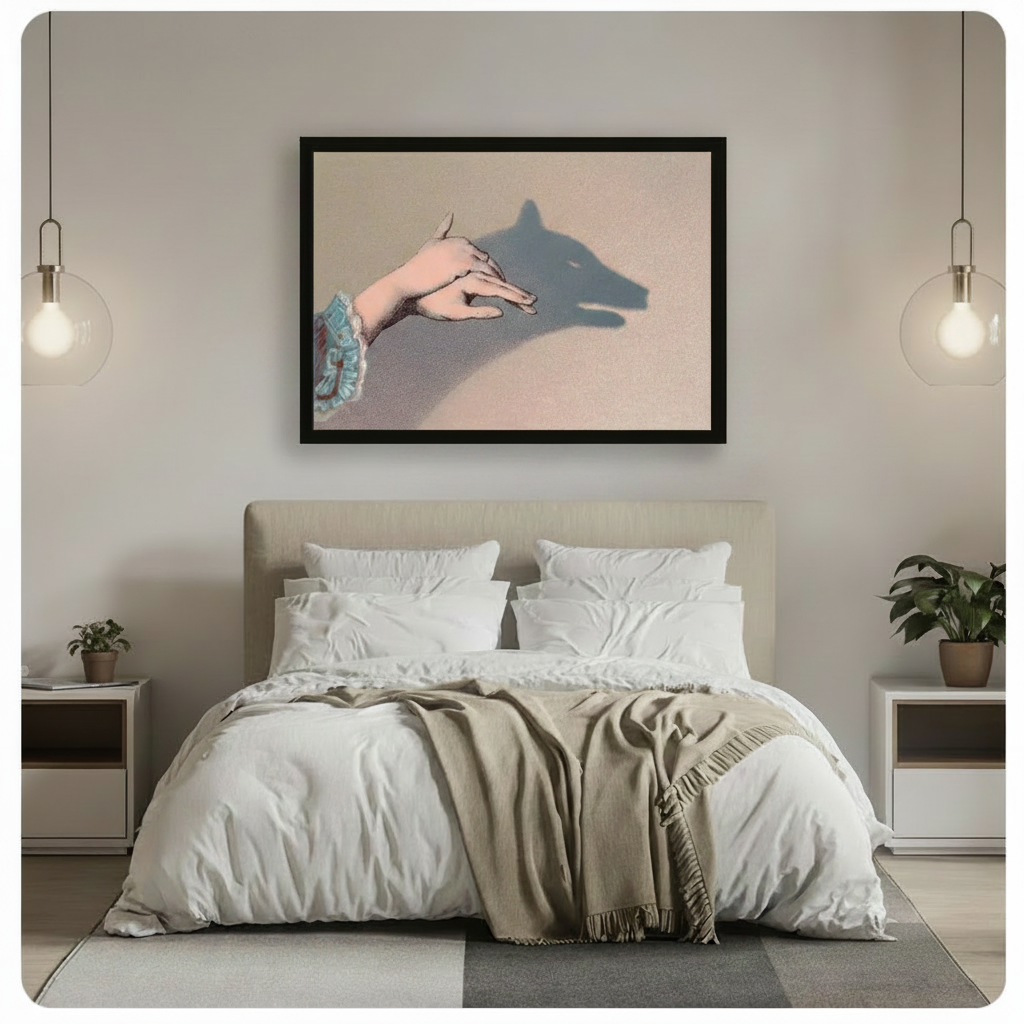 Shadow Wolf Hand Art Canvas Wall Art