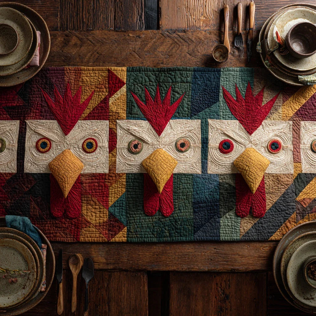 Happy Chicken Quilted Table Runner