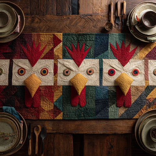 Happy Chicken Quilted Table Runner
