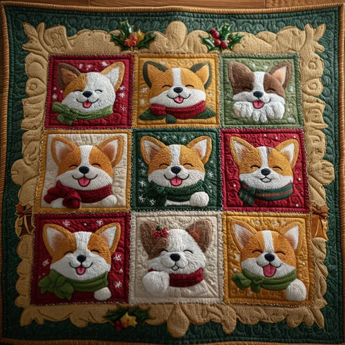 Happy Corgi Quilt Blanket