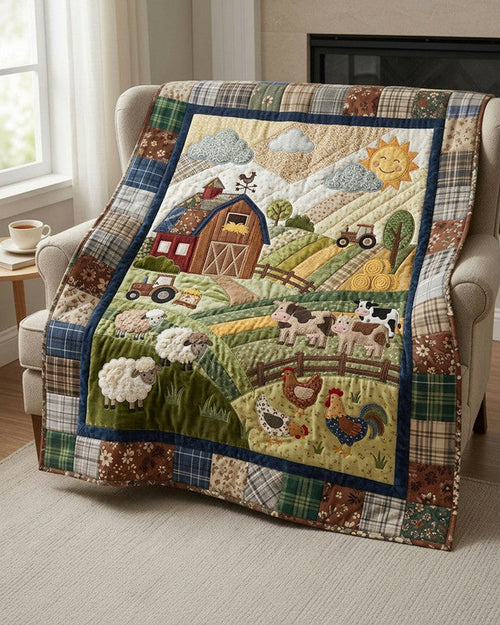 Happy Farm Day Quilt Blanket - Quilted Blanket by Wild and Way