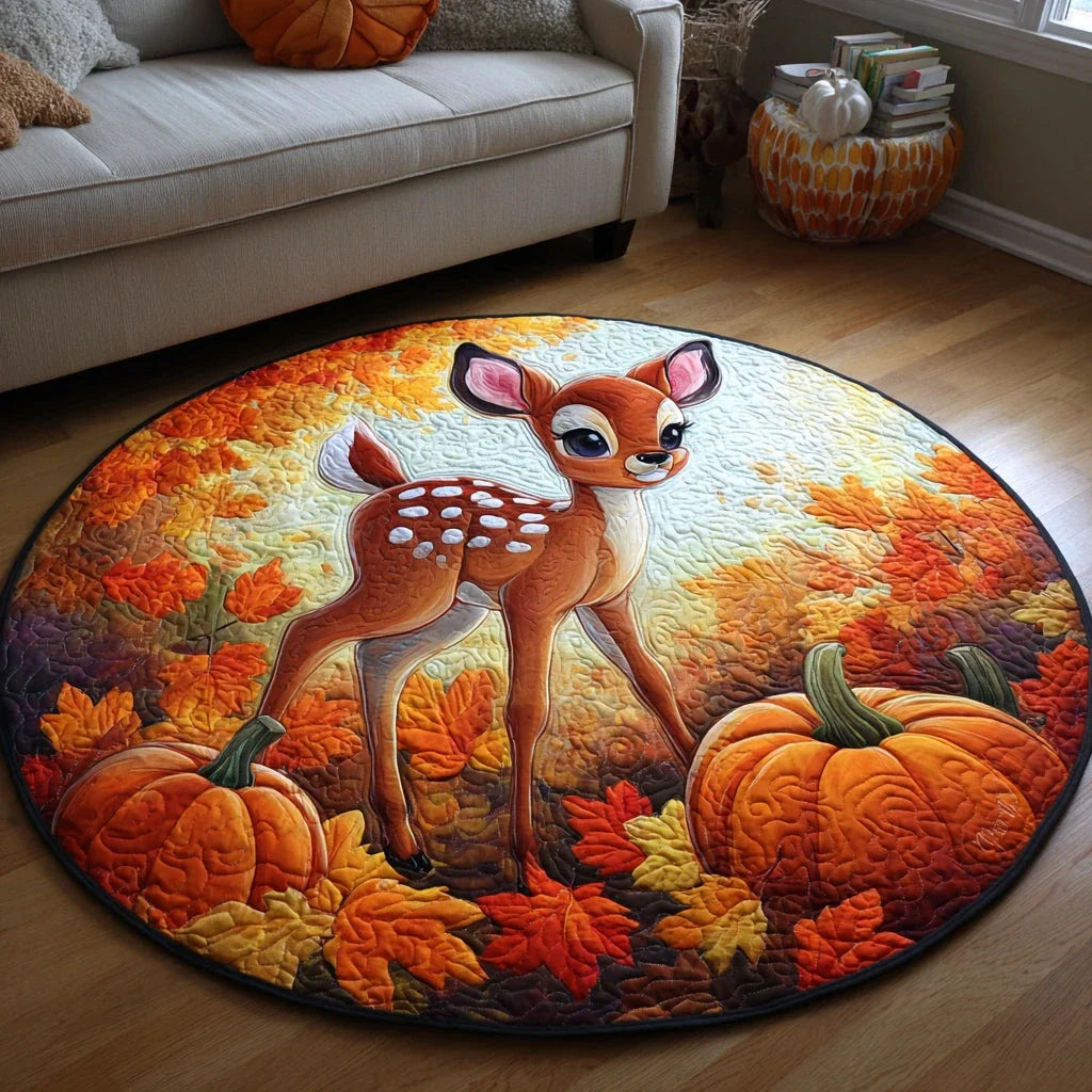 Happy Fawn Quilted Round Mat