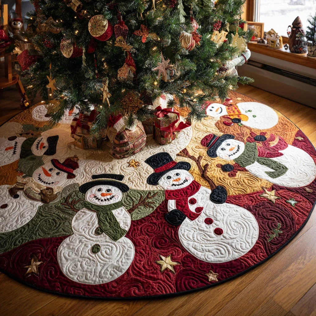 Happy Frost Christmas Quilted Tree Skirt