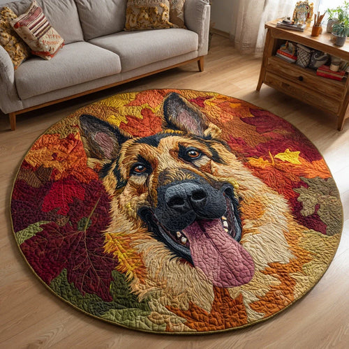 Happy German Shepherd Quilted Round Mat