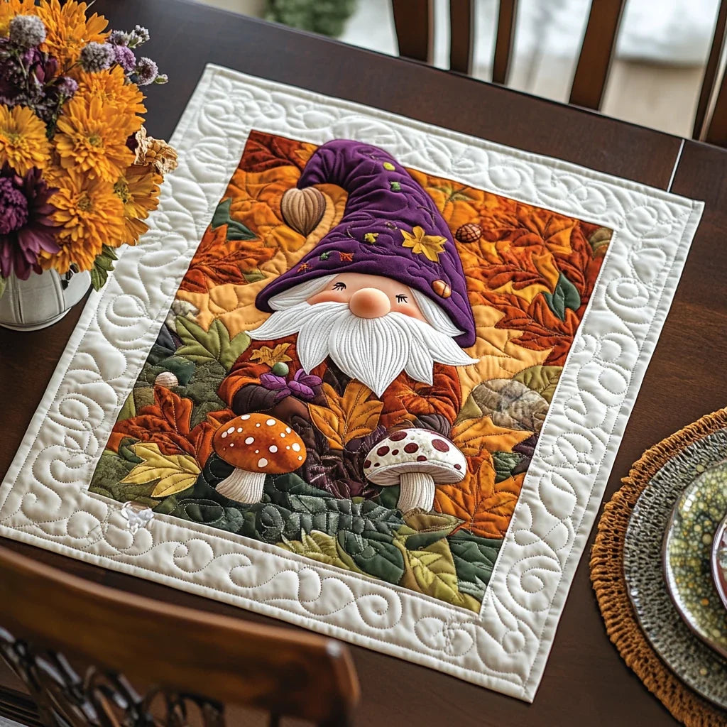 Happy Gnome Quilted Table Topper