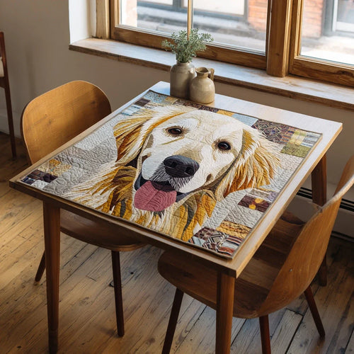 Happy Golden Retriever Quilted Table Topper