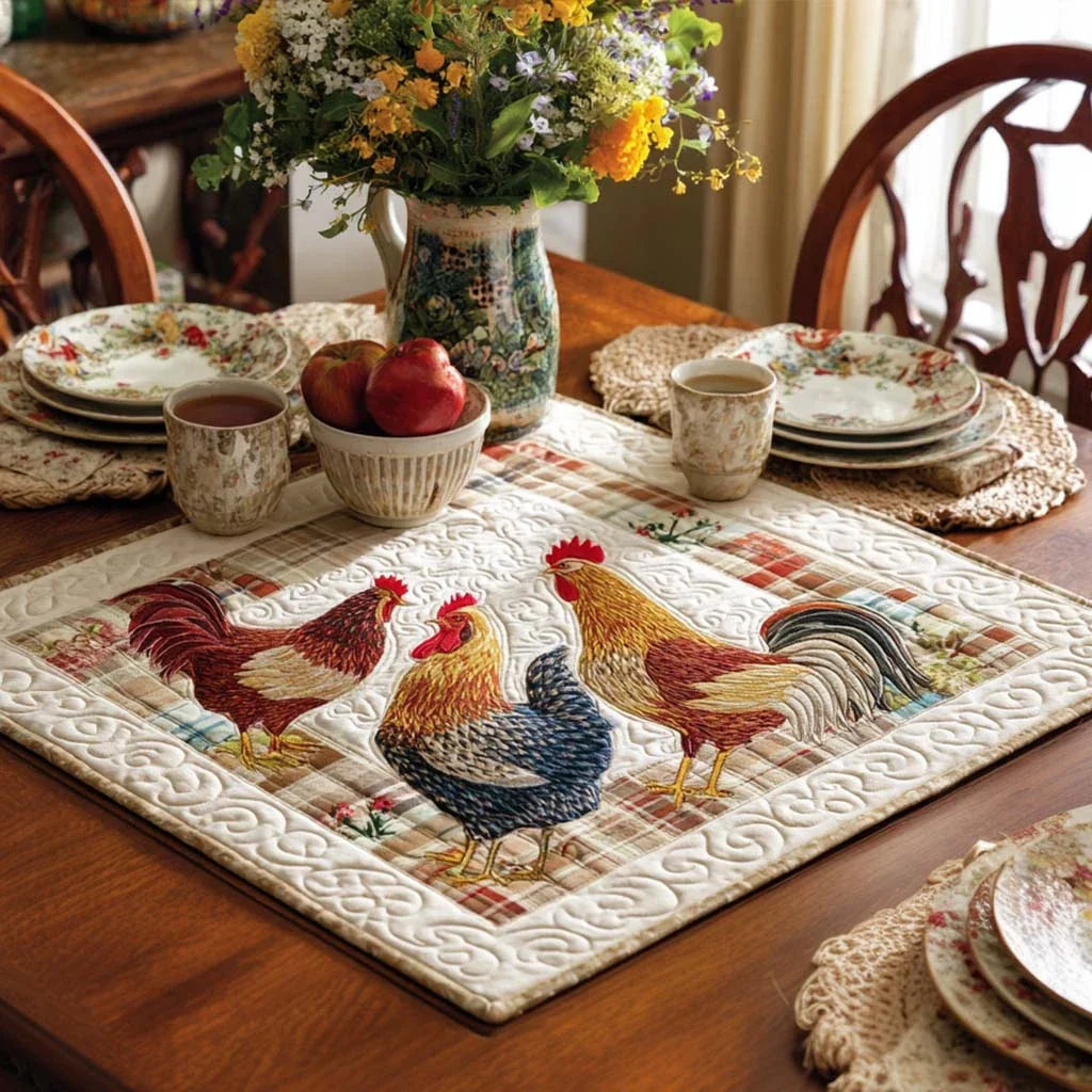 Happy Henhouse Quilted Table Topper