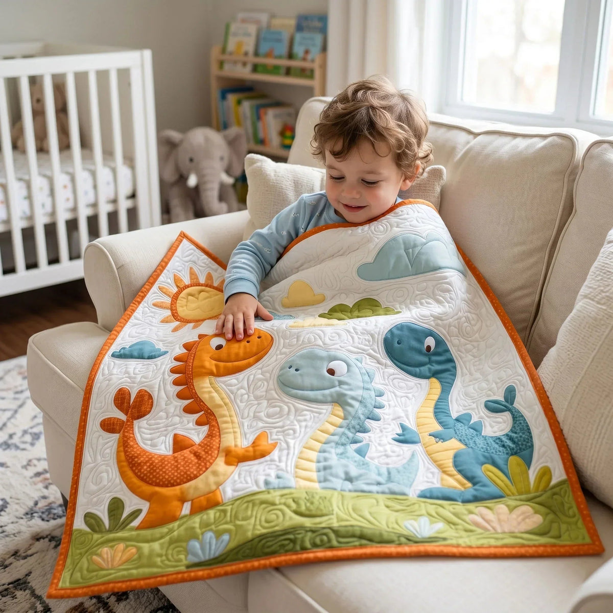 Happy Herbivore Quilt Blanket - Quilted Blanket by Wild and Way