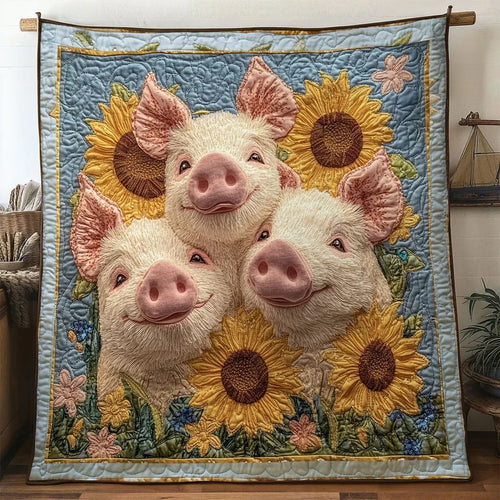 Happy Pig Quilt Blanket