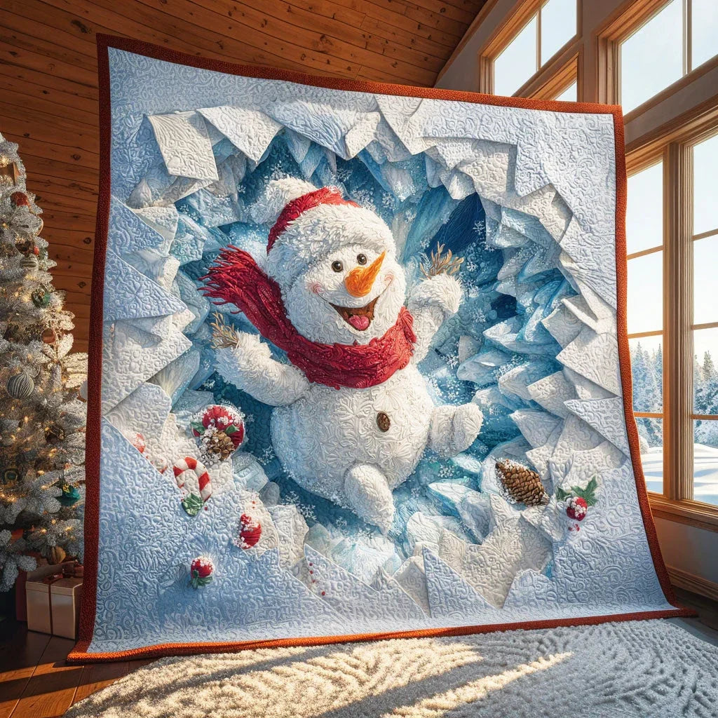 Happy Snowman Quilt Blanket