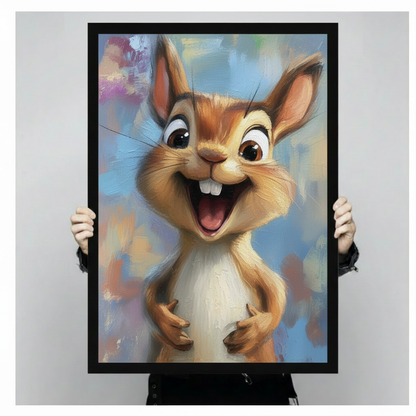 Happy Squirrel Oil Painting Canvas Wall Art