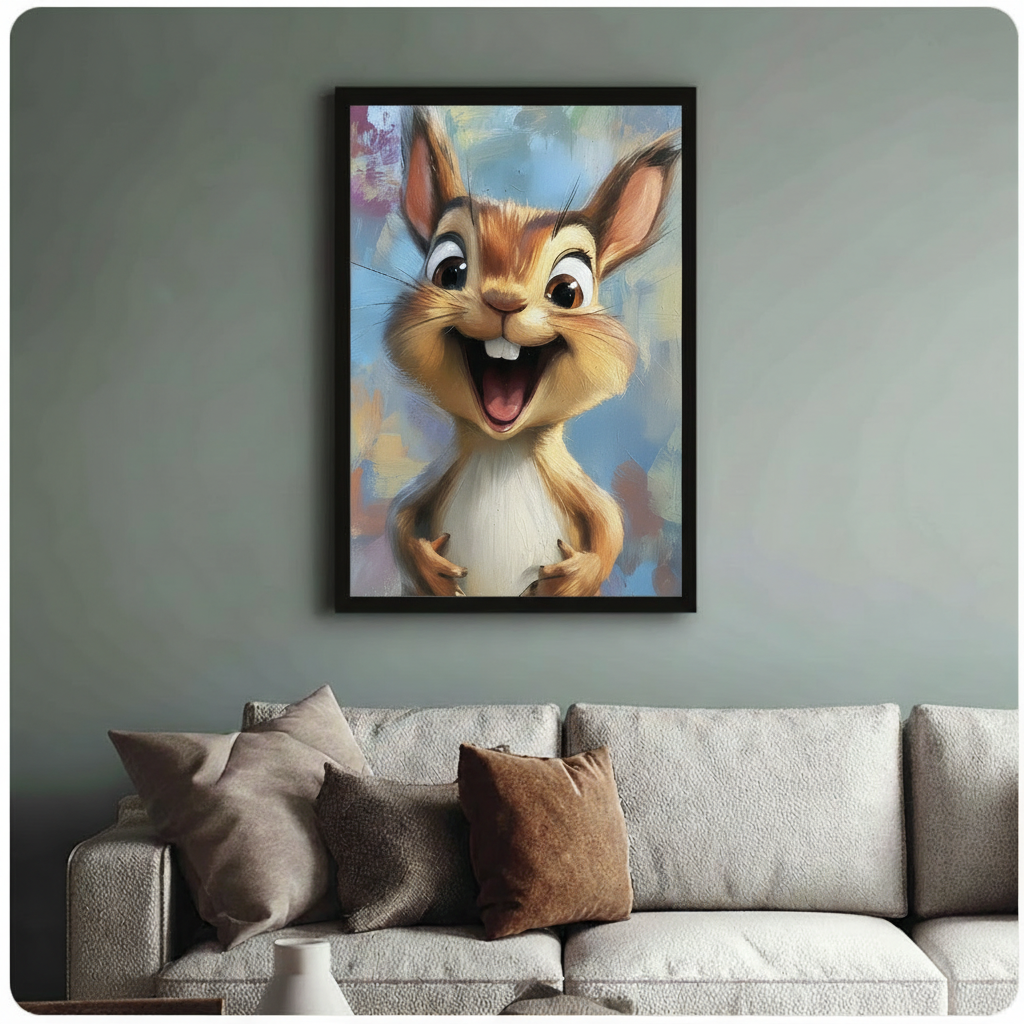 Happy Squirrel Oil Painting Canvas Wall Art