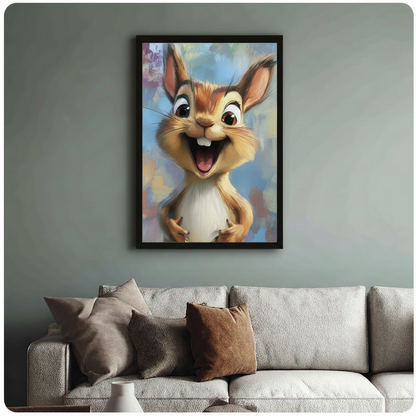 Happy Squirrel Oil Painting Canvas Wall Art