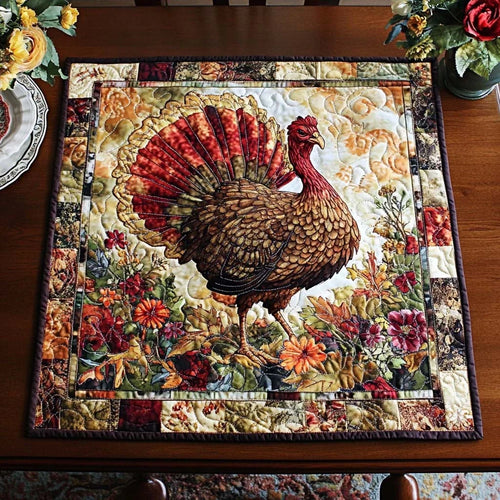 Happy Turkey Blessing Quilted Table Topper