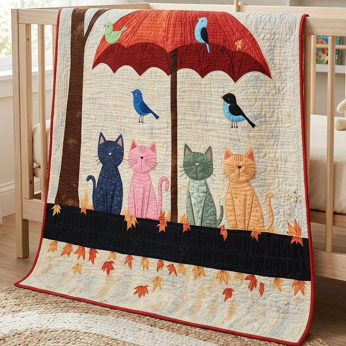 Happy Whiskers Quilt Blanket - Quilted Blanket by Wild and Way