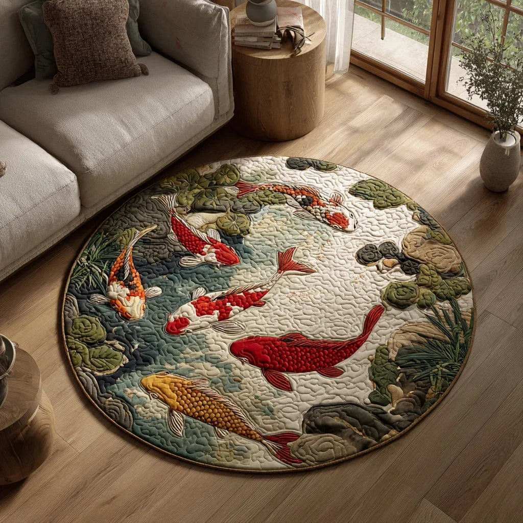 Harmony Koi Flow Quilted Round Mat