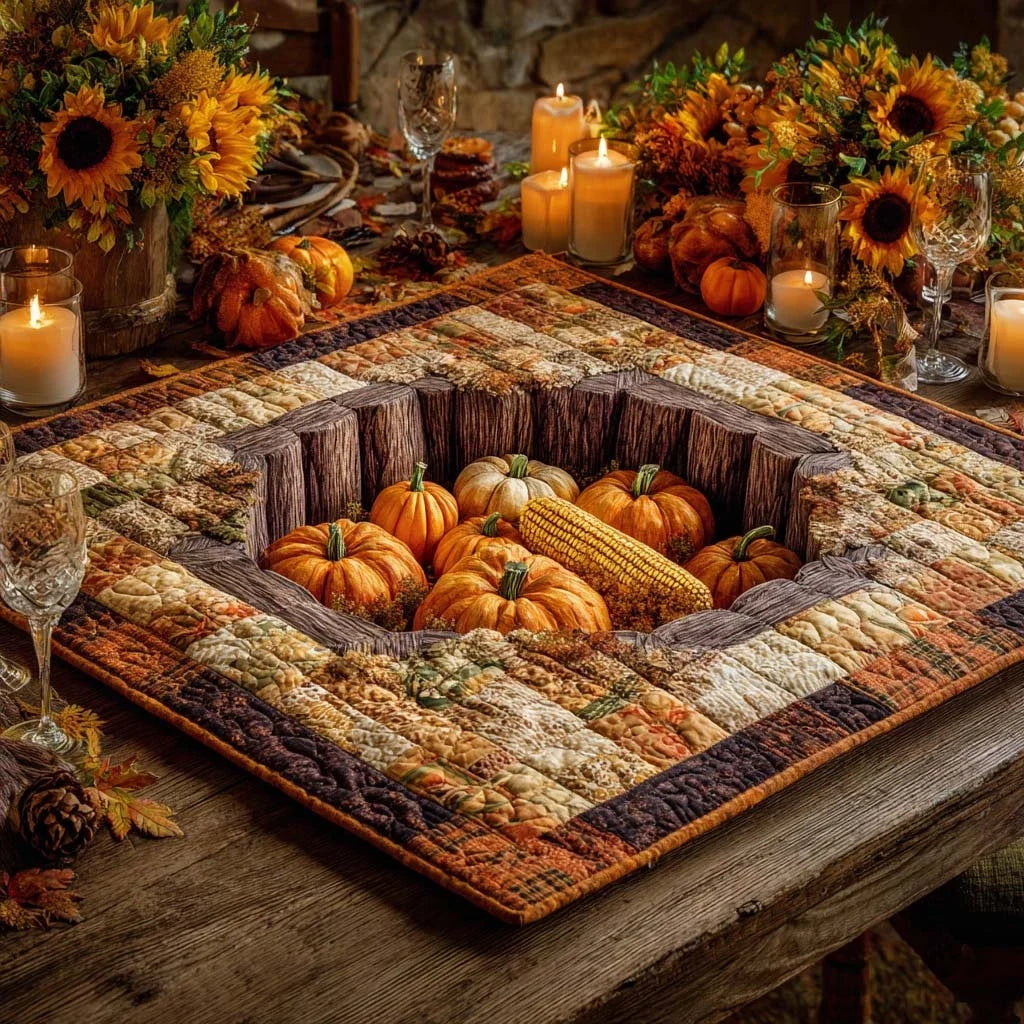 Harvest Cellar with Corn Quilted Table Topper