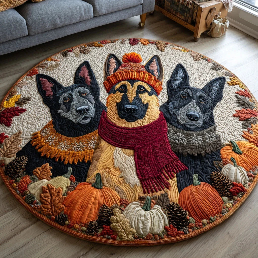 Harvest German Shepherd Quilted Round Mat