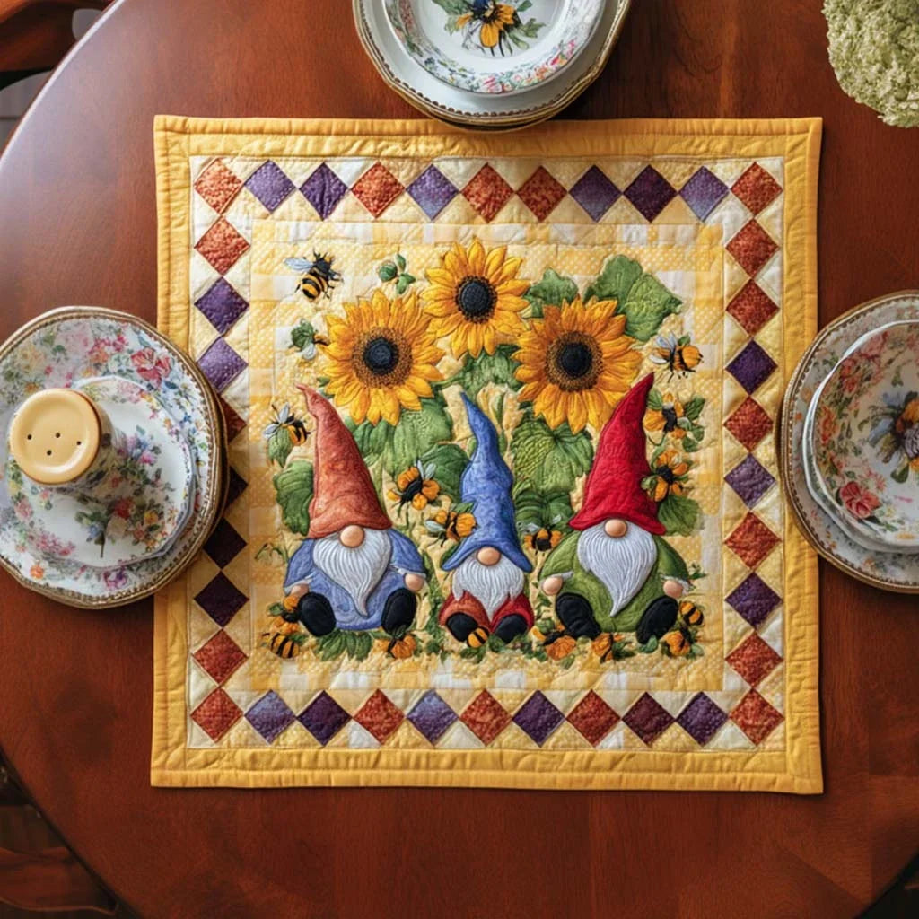 Harvest Gnome Lane Quilted Table Topper