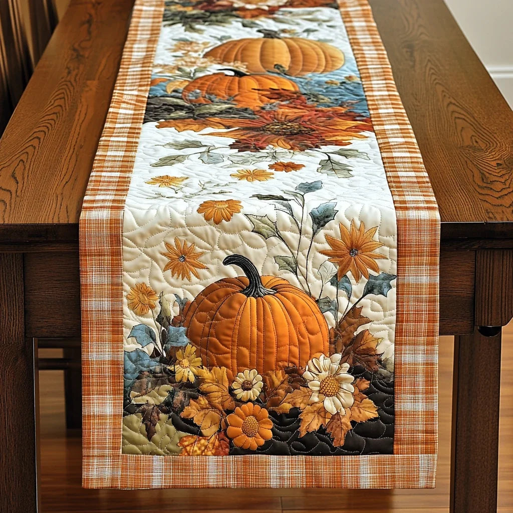 Harvest Pumpkin Cheer Quilted Table Runner