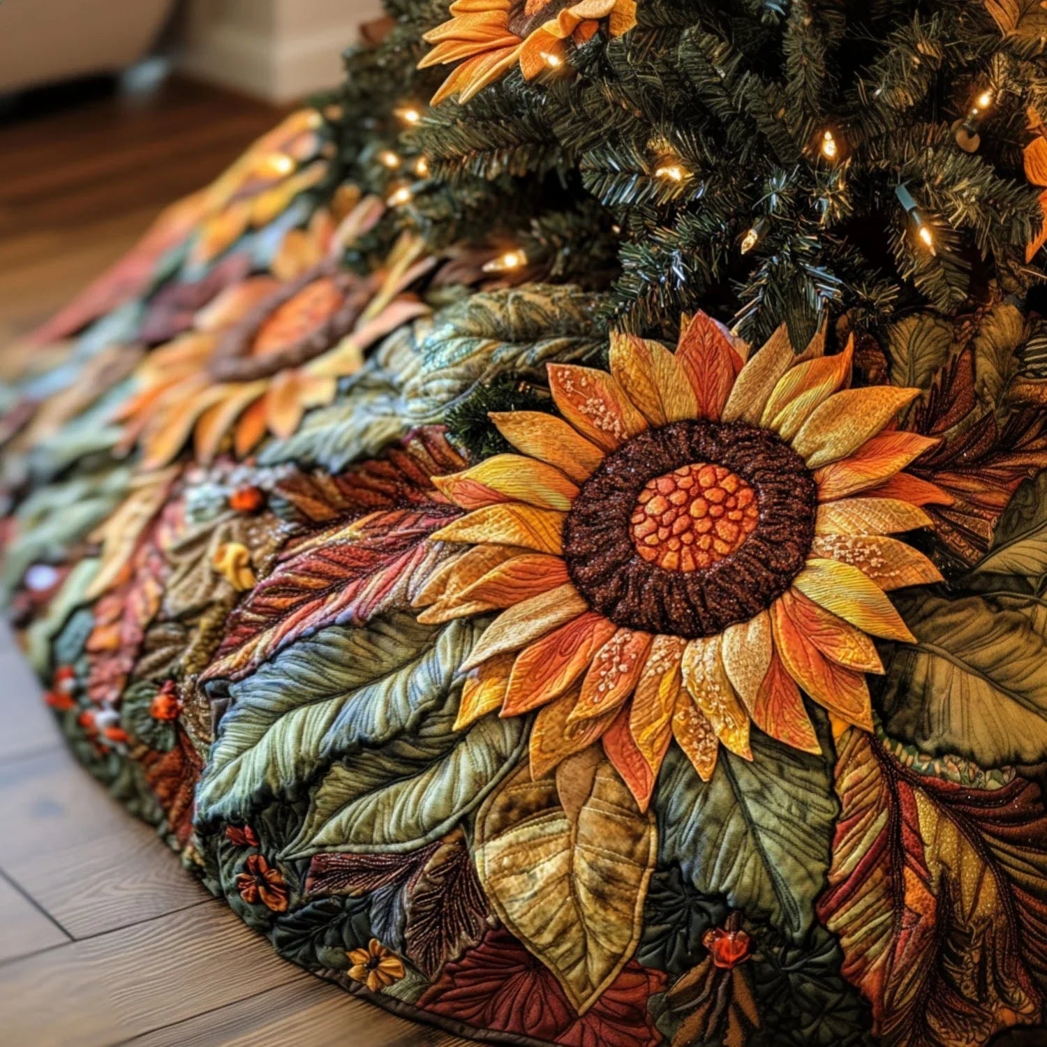 Harvest Radiance Quilted Christmas Tree Skirt