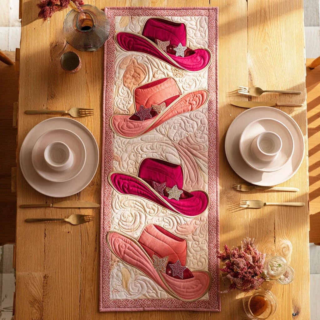Hat Harmony Quilted Table Runner