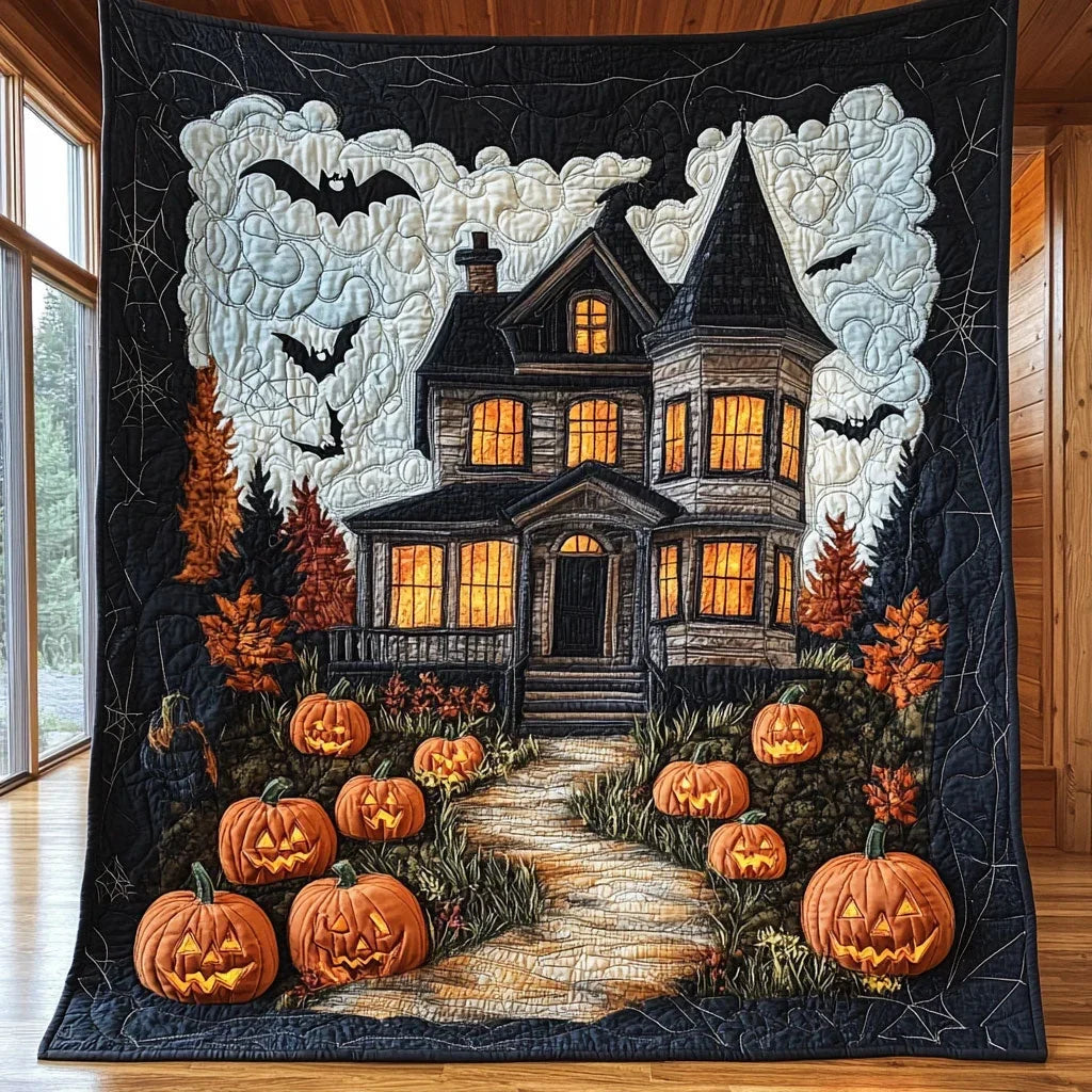 Haunted Manor Quilt Blanket
