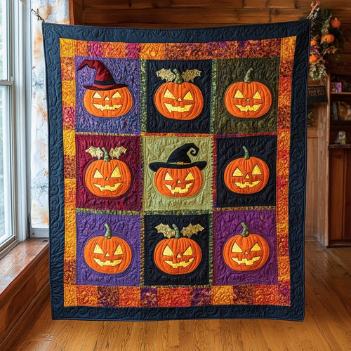 Haunted Patch Pumpkin Quilt Blanket