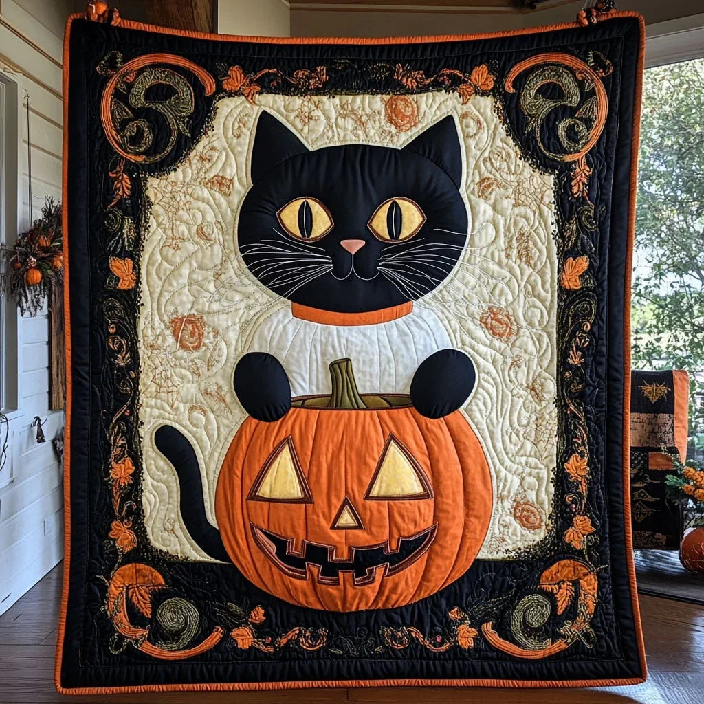 Haunted Purr Quilt Blanket