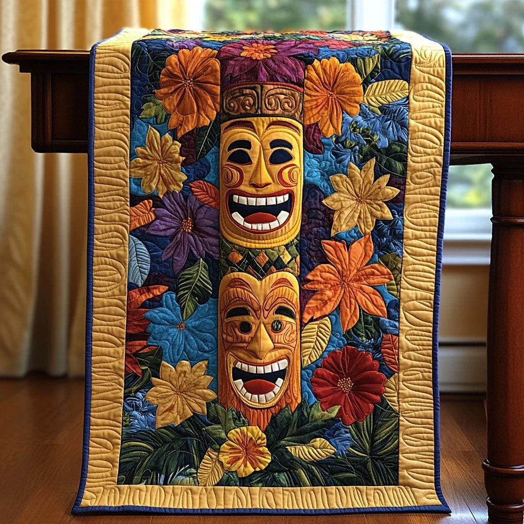 Hawaiian Totems Quilted Table Runner
